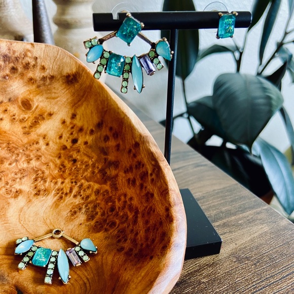 🌿 Turquoise 2-1 Crystal Earrings - Picture 5 of 5